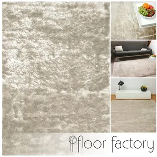 floor factory Hochflor-Teppich Satin, quadratisch, Höhe: 40 mm beige quadratisch | 200 cm x 200 cm x 40 mm