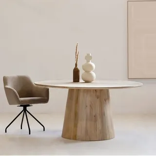 Runder Esstisch - Natur - Mangoholz - 120cm - Esstisch Yasmijn - Giga Meubel - Braun