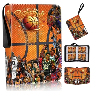 NBA Sammelalbum Basketball Karten Album,Sammelkarten Album Kompatibel mit Verschiedene Sport Karte,440 Karten Kapazität 55 Seiten, PU Tragbar Karten mit Zipper SammelAlbum für Card Collection