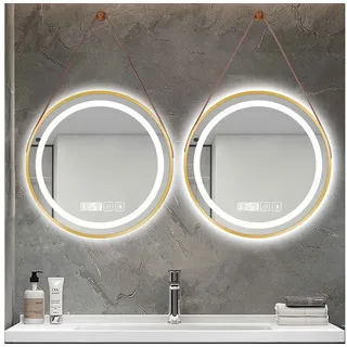 BBWL Wandspiegel LED Badezimmerspiegel rund 50/60/70 cm mit Antibeschlag, Touchschalter & 3 Lichtfarben 3000K–6000K, blendfrei 70 cm