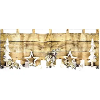 Weihnachten Vorhang Petrol Scheibengardine Leinenoptik Landhaus Kurzstore Küchenvorhänge Fenster Bistrogardine Halbtransparent Küche Kurz Halbe Gardinen Wohnzimmer Christmas,W145*45CM