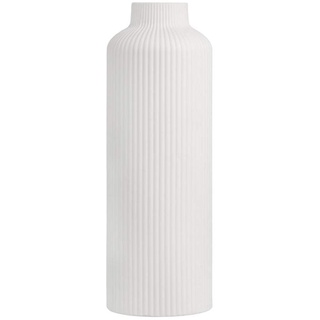 Storefactory - Vase - Adala - Farbe: Weiß - Keramik - mit feiner Rillenstruktur - Maße (ØxH): 8 x 23 cm
