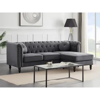 Vente-unique-Ecksofa - Ecke wechselbar - Samt - Anthrazit - Turner