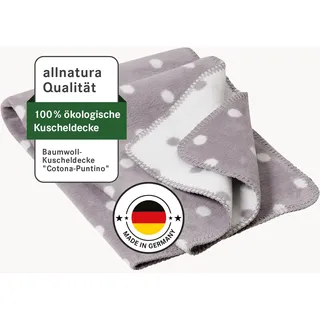 allnatura Flauschige Kinder Kuscheldecke Cotona-Puntino 75x100 cm Made in Germany in grau - GOTS- Zertifiziert, 100% Bio-Baumwolle - schadstoffgeprüft Überwurfdecke für Kinderwagen, Bett, Boden
