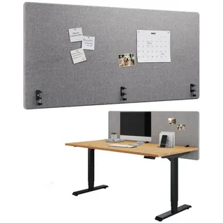 Ergotopia Akustik Trennwand Schreibtisch (180 x 80 x 2,8 cm), Verstellbarer Sichtschutz für Büro | Fokus Tischtrennwand in grau, Schallschutz Raumtrenner mit Klemmen, Schreibtisch Akustikwand