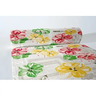 Sovie HORECA Tischläufer Hello Spring in gelb-rot aus Linclass® Airlaid 40 cm x 24 m, 1 Stück - Frühling Blumen modern Schmetterling