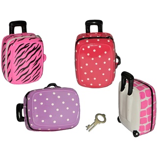 alles-meine.de GmbH Sparschwein Koffer - Porzellan/Keramik mit Schlüssel - rosa pink lila Girl stabile Sparbüchse für die Reisekasse Reisen Geld Spardose Reisekoffer Urlaubskas..