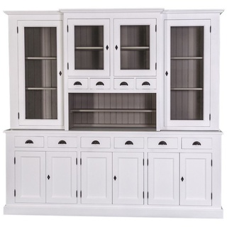 Casa Padrino Landhausstil Küchenschrank Weiß / Grau 244 x 45 x H. 225 cm - 2 Teiliger Küchenschrank mit 10 Türen und 10 Schubladen