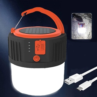 LED Camping Lantern,VGE Solar & USB chargeable 2 in 1 Camping Light,Four Level Power Display, 5 Lighting Modes, IP65 Waterproof, USB Emergency Equipment Charging for Hurricane Emergency-Schwarz