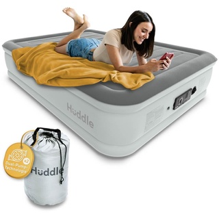 Huddle - Luxuriöse selbst aufblasbare Matratze mit patentierter SlumberGuardTM Pumpe | Komfortables Gästebett oder Luftmatratze zum Campen | Kein Druckverlust in der Nacht | Größe: King