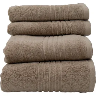 Frottier-Set Starter" 4 teilig Handtücher Duschtuch Badetuch einfarbig taupe"
