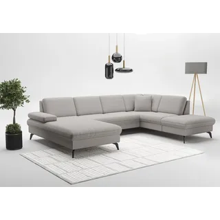 sit&more Wohnlandschaft SIT & MORE "Morris Jubi U-Form, B: 300 cm", grau (hellgrau), B:300cm H:83cm T:202cm, 95% Polyester, 5% Polyamid, Sofas, Wohnlandschaft, mit Armteilfunktion & 1 Zierkissen, optional Bettfunktion