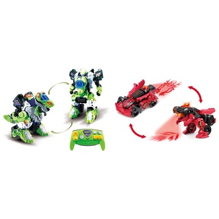 Vtech Switch and Go Dinos RC Roboter-T-Rex & Switch and Go Dinos Fire-Mini-T-Rex – Dino-Auto-Transformer – 2in1 Spielzeug mit Dinostimme, Geräusch- und Lichteffekten
