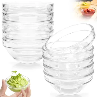 10 Dipschalen Kleine Glasschale, 7.5cm Rund Dessertschalen Glas Dip Schälchen Glasschüssel 75ml Transparent Glasschalen Mini Glasschälchen Saucenschalen für Kochzutaten Marmelade Desserts Dressings