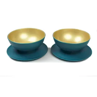 Tupperware Allegra Dessert-Schälchen (2) 275 ml türkisgrün/Gold Dessertschale
