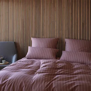 elegante Soft-Flanell Bettwäsche Winston Kissenbezug einzeln 40x80 cm | rosenholz - rot