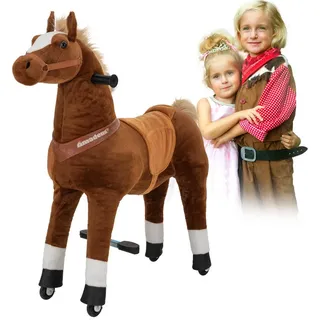 miweba Reitpferd Pony Amadeus Large, Spielpferd, ab 5 Jahren, integrierte Lenkung, Reitpferd, Pony zum reiten, Pferd Spielzeug, Pony, Hüpfpferd braun