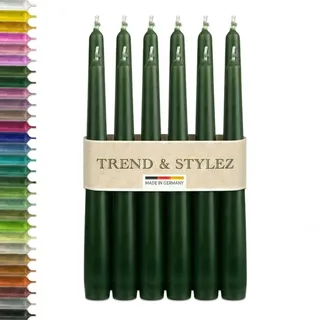 Elegante Spitzkerzen 250x23 mm – Premium Tafelkerzen & Tischdeko – Tropffrei, Geruchsneutral – 8h Brenndauer, RAL-zertifiziert, Made in Germany (Jäger Grün, 12er Pack)