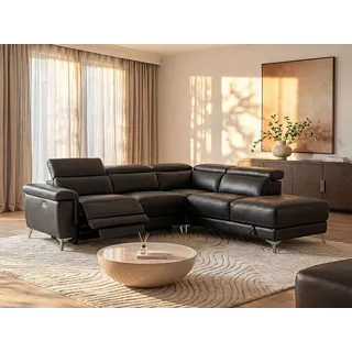 Relaxsofa Ecksofa Leder elektrisch - Ecke Rechts - Anthrazit - PASCALINE