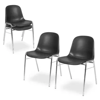 BRB-Lagertechnik BRB 4 Kunststoffschalenstühle Schwarz