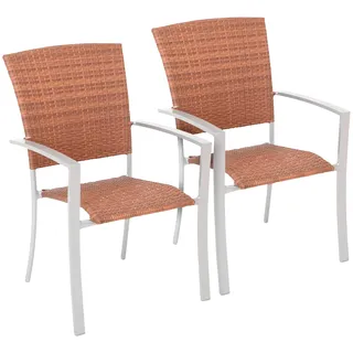 Gartenstuhl MERXX "Savonna", braun (bronzefarben), B:59cm H:92cm T:66cm, Rattan, Stühle, 2er Set, Polyrattan, stapelbar, 2er Set