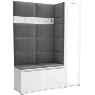 Garderobe LUTON 7 WHITE 33 - Farbe: weiß, moderne Garderobe 40x145x186 cm, funktionelle Lösung für den Flur, Garderobe, Möbel für den Flur, - Weiß