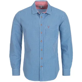 Trachtenhemd NÜBLER "Trachtenhemd Langarm Ralf", Herren, Gr. M, EURO, blau, Obermaterial: 70% Baumwolle CO. 30% Polyester PES., Hemden Trachtenhemd