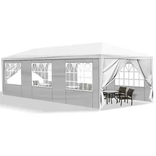 luxuskollektion Faltpavillon 3 x 9 m inkl. 8 Seitenteile Weiß