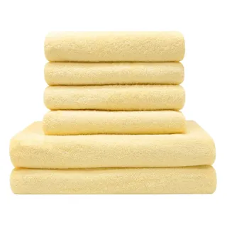 ZOLLNER Handtuch Set, Walkfrottier (6-St), 100% Baumwolle, vom Hotelwäschespezialisten gelb