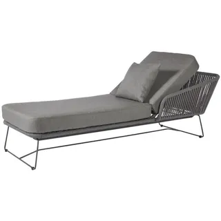 Diamond Garden Daybed MILOS rechts, Edelstahl Dunkelgrau / Rope Dunkelgrau / Sunproof (100 % Polypropylen)