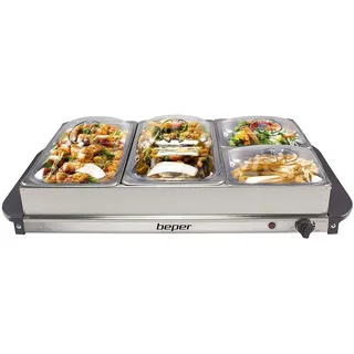 Beper Buffetwärmer, Stahl/Kunststoff Grau metallic Essenswärmer Warmhalter Chafing Dish