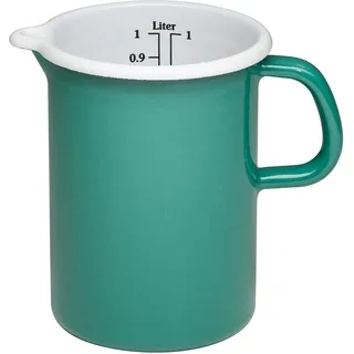 Riess, 0338-111, Küchenmaß Ø 9cm, NATURE GREEN DARK, Grün, Emaille, Vol. (rec.): 1,0 Liter, Made in Österreich, LBH: 16,3x11,5x14,9cm, 0,431kg, Deckel, Induktionskocher kompatibel, Ofenfest
