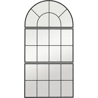 3-teiliges Wandspiegel-set Mit Schwarzem Metallrahmen Im Bogenfenster-design
