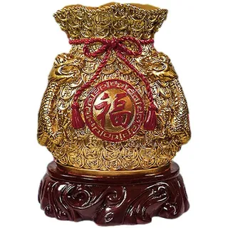 Chinesisches Neujahrs-feng-shui-segensbeutel-vasen-dekor-skulptur Traditionelle Foto-requisite Statue Für Wandregal-dekoration Mehrzweck-dark Gold