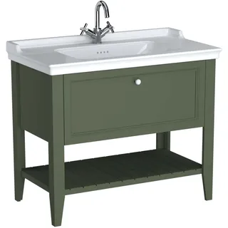 VitrA Valarte Set 100 cm Möbelwaschtisch + Waschtischunterschrank 1 Lade Vintage Grün (Lack),65816 65816
