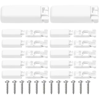 12 Stück Plissee Spannschuhe Universal Klemmträger für verspannte Plissees ohne Bohren Komplettset für Stick & Fix Klebeplatten (11x29mm, Weiß)