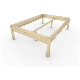 TUGA-Holztech Massivholzbett Holzbett Naturholzbett 140 x 200 cm 58 cm Bettgestell ohne Kopfteil, Br 70 80 90 100 120 140 160 180 200 Lg 200 220 H=38/48/58 cm 140 cm x 200 cm x 58 cm