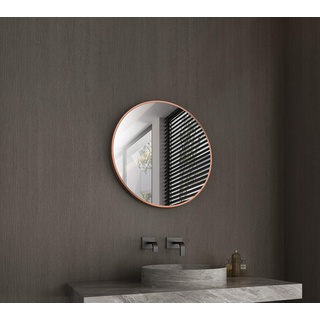 Talos Spiegel rund Noble - Spiegel in matt Kupfer mit Ø 60 cm - Wandspiegel mit hochwertigem robusten Aluminiumrahmen in matt Gold und matt schwarz- Aufhängegurt in Lederoptik