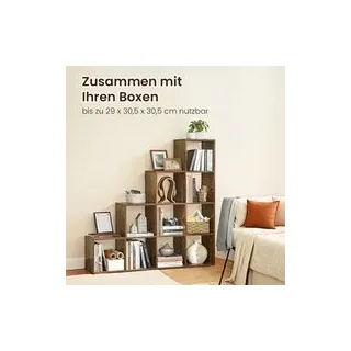 Bücherregal mit 10 Fächern, Stufenregal, Ordnungssystem für Deko