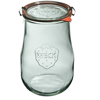 Weck Tulpenglas 1750 ml 4 Stück | Glas mit Deckel, Dichtung und 2 Verschlüssen | Zum Einmachen von Konserven, Säften, zur luftdichten Aufbewahrung von trockenen Zutaten