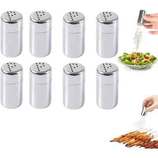 8 Stück Mini Salzstreuer, 5ml Salzstreuer Klein mit Deckel, Edelstahl Mini Salzs treuer, Edelstahl Salz, für Salz Und Pfefferstreuer, für Restaurants Camping und Grill im Freien