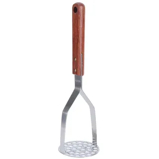 VBESTLIFE Kartoffelstampfer, Lebensmittelqualität Edelstahl Manueller Kartoffelstampfer mit Holzgriff, Gemüse Obst Vielseitiger Stampfer, Baby Food Stamper, Spülmaschinenfest