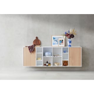 Hammel Furniture Sideboard Mistral Kubus, Kombination aus 3 Modulen, 2 Türen, Wandmontage/stehend, Breite: 207cm weiß