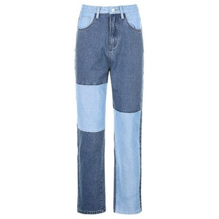 AFAZ New Trading UG Stretch-Jeans Damenjeans Patchwork-Jeans Slim-Fit Jeans Straight-Leg Jeans