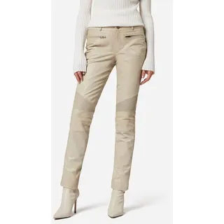 Ricano Donna - Damen Lederhose in Biker-Optik (Slim Fit/Regular Waist) – echtes (Premium) Ziegen Leder (Weiß, 2XL) - XXL