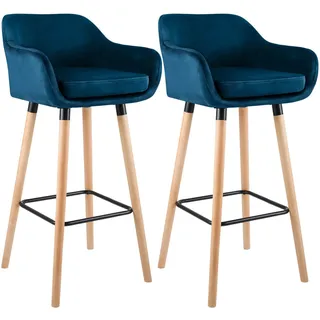 CLP Barhocker Grant 2er Set gepolstert Holz 150 kg belastbar Blau
