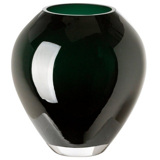 Fink Dekovase Vase LIVIA - dunkelgrün - Glas - H.18cm x B./T.16cm, Mundgeblasenes durchgefärbtes Glas - Vasenöffnung ca. 9 cm grün