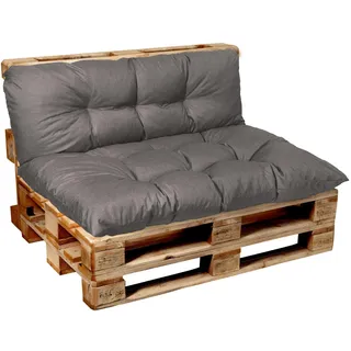 Garden Factory Palettenkissen Palettenauflagen Palettenpolster Sitzkissen, Rückenlehne oder Set, Gesteppt (Sitzkissen 120x50, Grau)