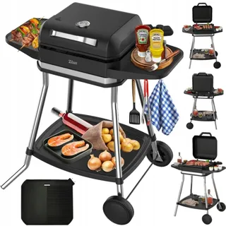 2in1 Elektrogrill Standgrill Tischgrill elektrisch 3.050 Watt - Elektro Grill für Balkon, Draußen mit Standfuß große Grillfäche Stufenloser Temperaturregler elektrischer BBQ Grill