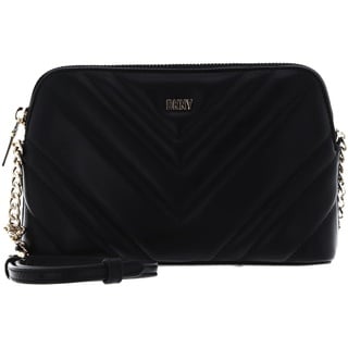 DKNY Women's Madison Dome Bag with Adjustable Chain Strap in Lamb Nappa Leather Crossbody, Black/Gold